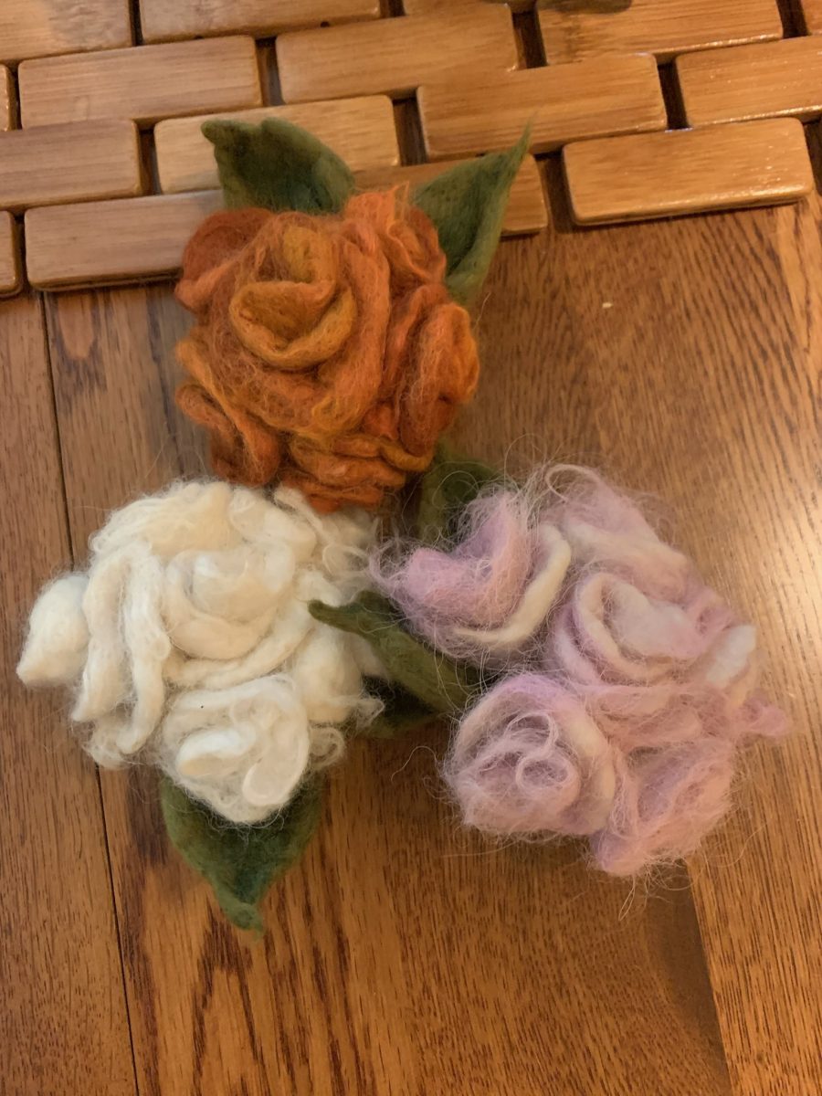 Felted Flower Pins, Cluster